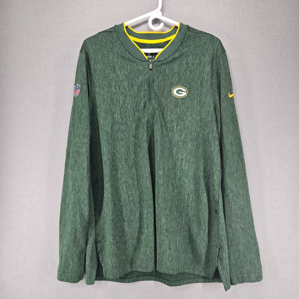 NFL On Field Apparel Green Bay Packers 1/4 zip, Nike Dri-Fit, Unisex, Large